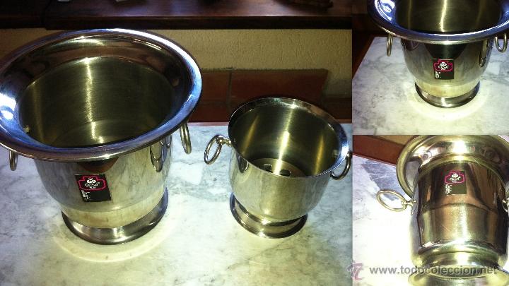 Vintage: Cubeteras de Acero GESA INOX ACERO VERITABLE la m&aacute;s alta mide 20 cm de alto