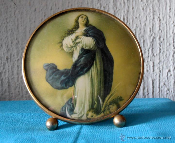 Vintage: IMAGEN DE VIRGEN en marco redondo - Foto 1
