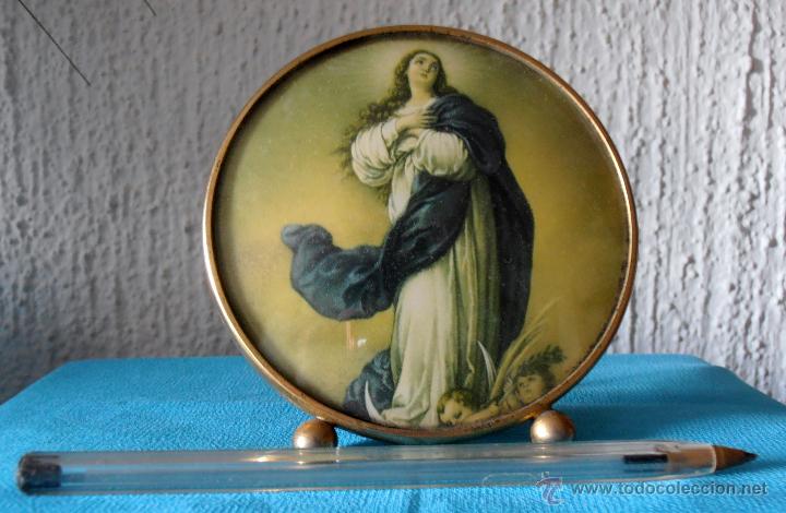 Vintage: IMAGEN DE VIRGEN en marco redondo - Foto 2