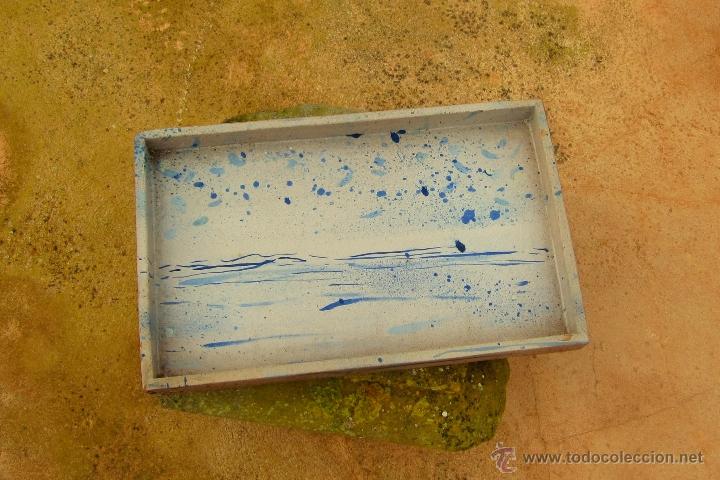 Vintage: Frutera CUADRADA de ceramica esmaltada MAR MEDITERRANEO