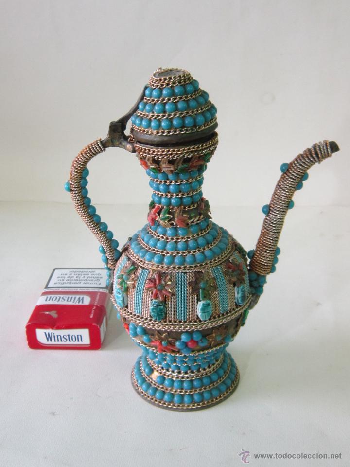 Vintage: CAFETERA DE LATON DECORADA - Foto 2