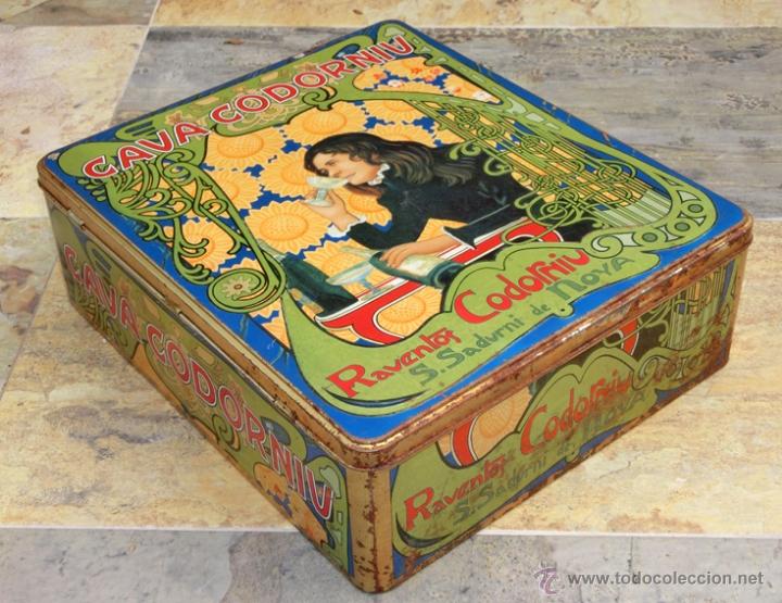Vintage: PRECIOSA CAJA DE CHAPA. CODORNIU. MODERNISTA - Foto 5