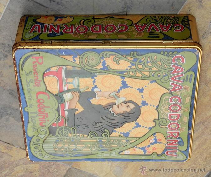 Vintage: PRECIOSA CAJA DE CHAPA. CODORNIU. MODERNISTA - Foto 7