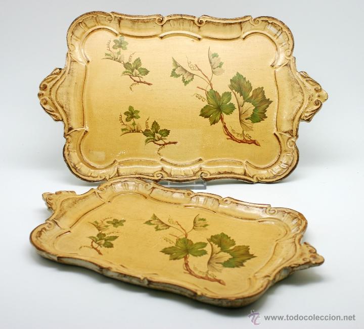 Vintage: Antigua pareja de bandejas de resina a&ntilde;os 60