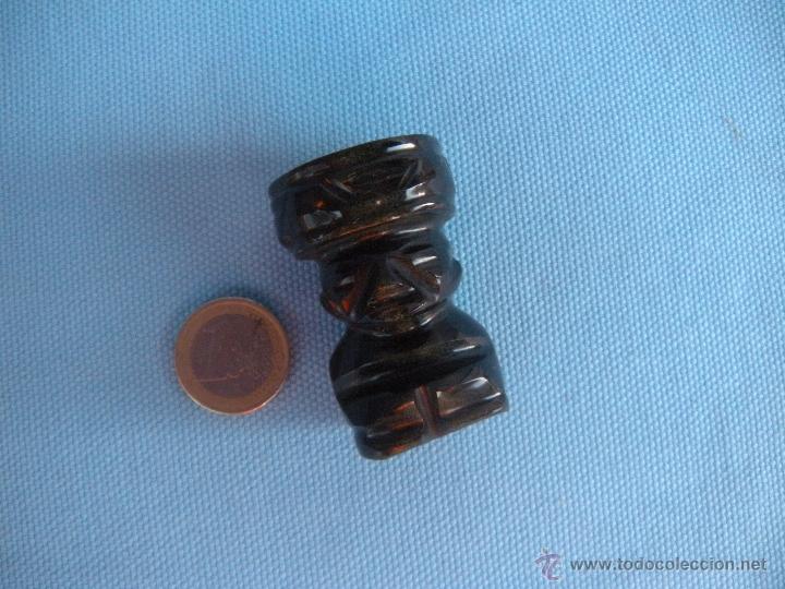 Vintage: FIGURA TALLADA EN OBSIDIANA. DIOS INDIO - Foto 1
