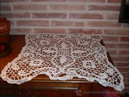Vintage: ANTIGUO MANTEL TAPETE DE HILO ALGODON - Foto 1