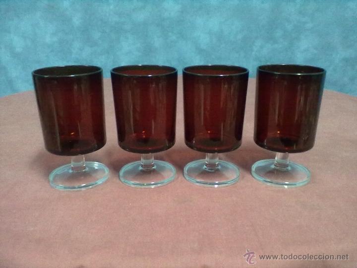 Vintage: CUATRO VASOS CON PIE VINTAGE COPAS ROJAS FRANCE