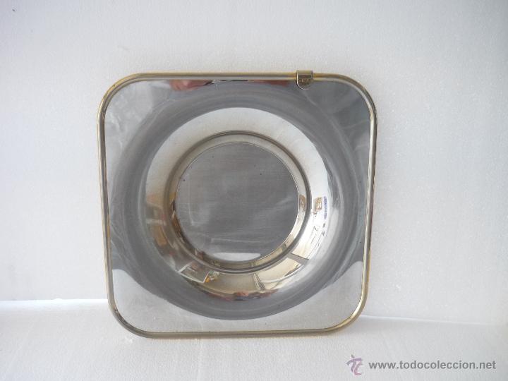 Vintage: CENTRO PLATEADO DE MESA METAL PLATEADO Y FILO DORADO. ITALIANO. MARCADO.