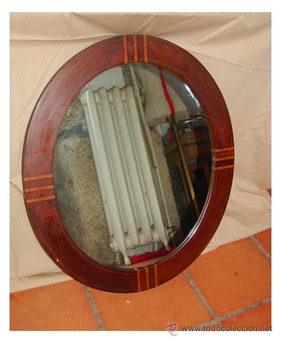 Vintage: ESPEJO OVALADO DE MARQUETER&Iacute;A