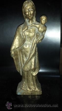 Vintage: MADRE CON HIJO BRONCE - Foto 1