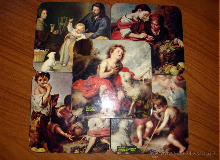 Vintage: 5 posavasos con cuadros de Murillo - Foto 1