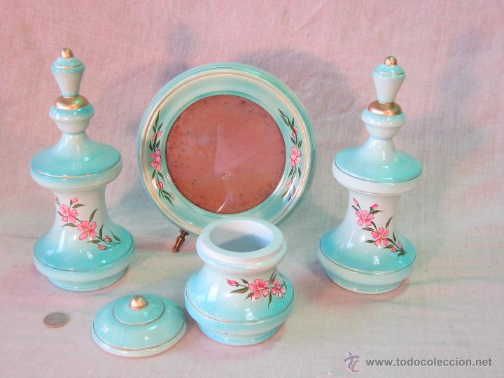 Vintage: JUEGO DE TOCADOR EN MADERA PINTADA A MANO - Foto 3