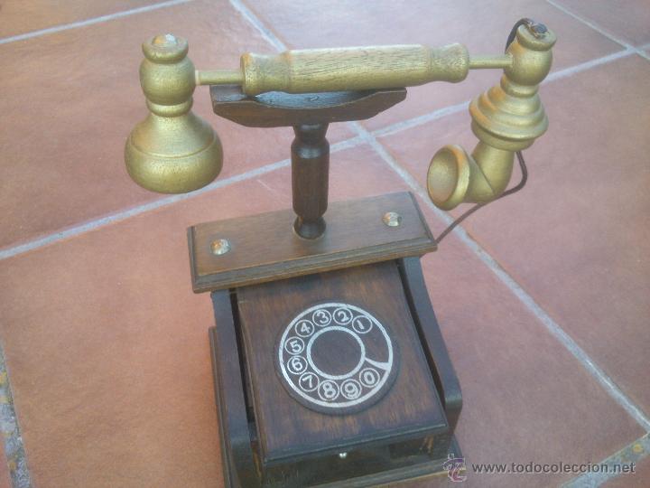 Vintage: TELEFONO EN MADERA PARA CONJUNTO DE POSAVASOS - Foto 1