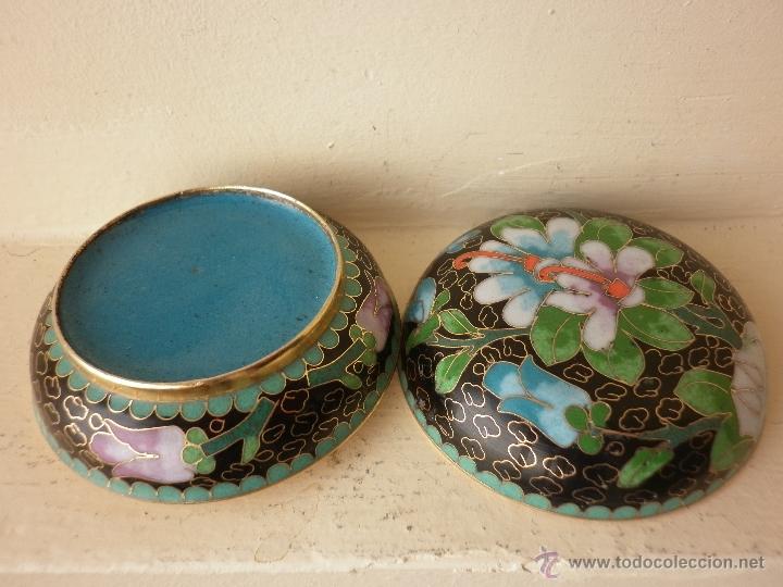 Vintage: CAJA CLOISONNE DE BRONCE ESMALTADA CHINA - Foto 2