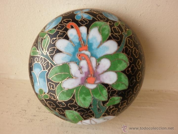 Vintage: CAJA CLOISONNE DE BRONCE ESMALTADA CHINA - Foto 3