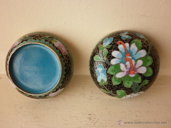 Vintage: CAJA CLOISONNE DE BRONCE ESMALTADA CHINA - Foto 5