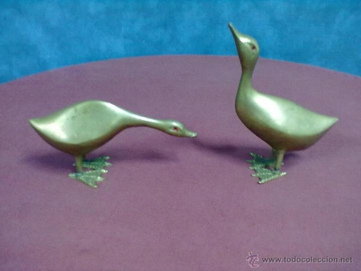 Vintage: PAREJA DE OCAS DOS PATOS METAL GANSOS