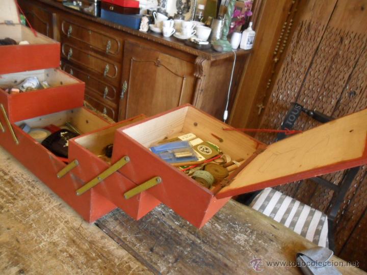 Vintage: COSTURERO DE MADERA CON VARIOS COMPARTIMENTOS ANTIGUO - Foto 5