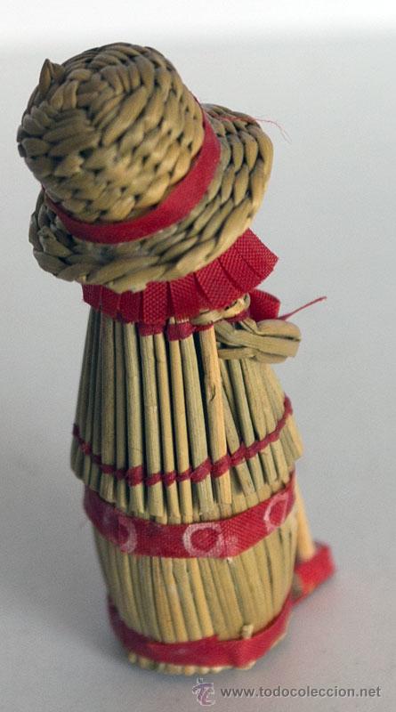 Vintage: FIGURA DE PAJA CON GORRO Y BAST&Oacute;N - Foto 3