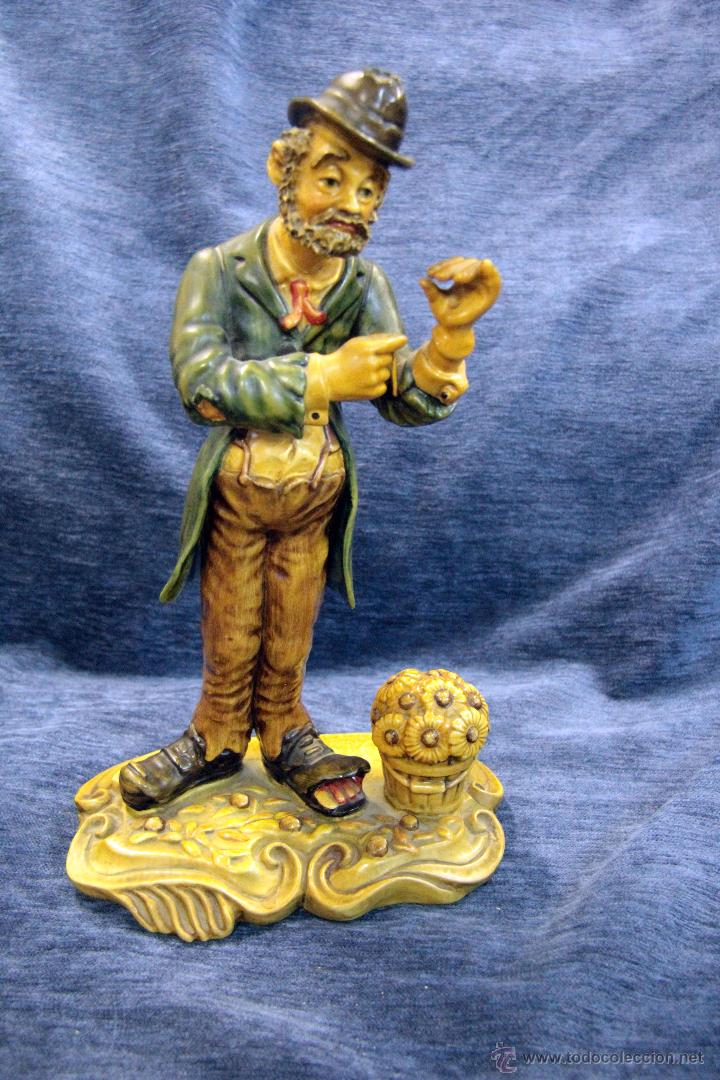 Vintage: FIGURA SE&Ntilde;OR CON FLORES. 37CM A&Ntilde;OS 60