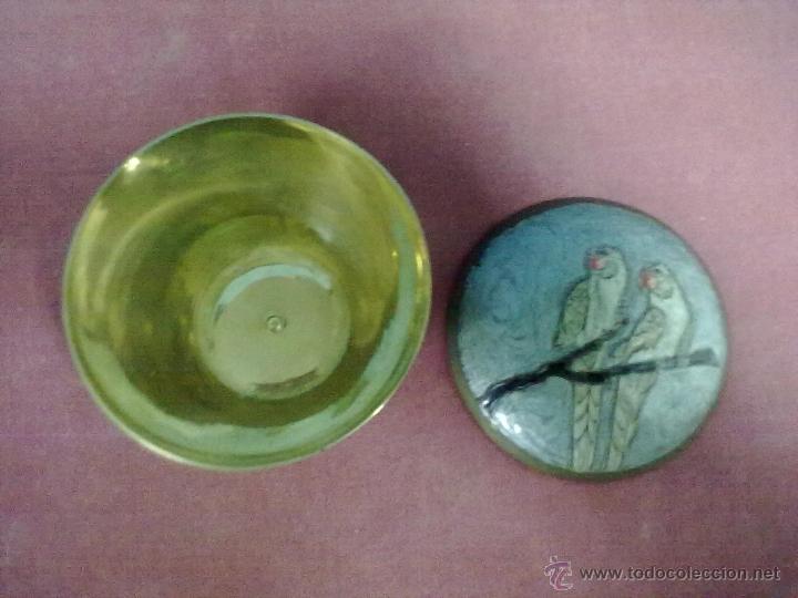 Vintage: ESMALTADA CAJA JOYERO LOROS METAL - Foto 2