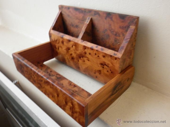 Vintage: CAJA DE MADERA DE RAIZ DE TUYA CONVERTIBLE EN PORTA L&Aacute;PICES