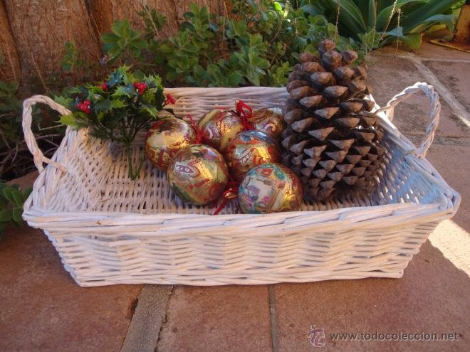 Vintage: bandeja de mimbre  con asas