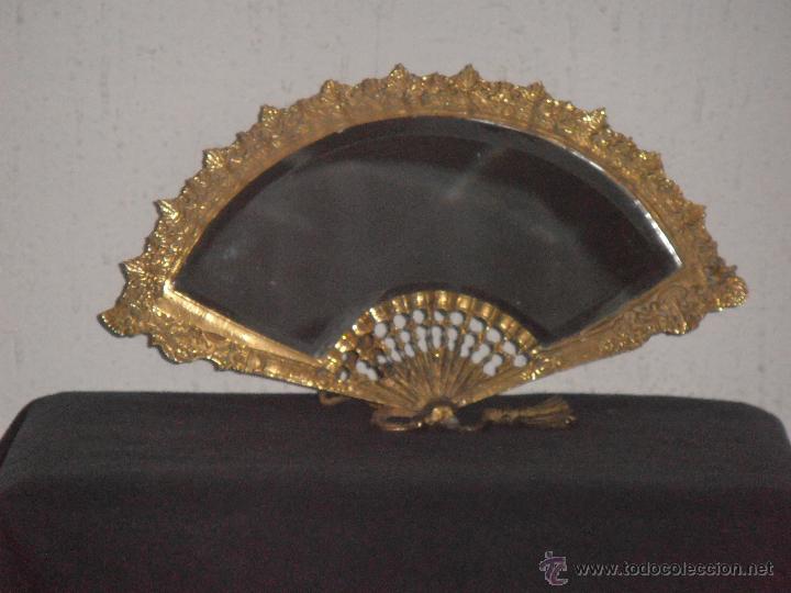 Vintage: ABANICO DE BRONCE, LATON CON ESPEJO BISELADO - Foto 1