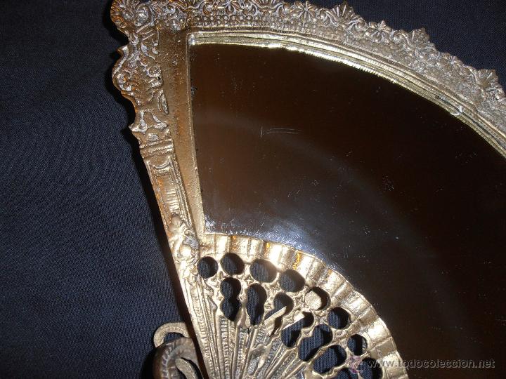 Vintage: ABANICO DE BRONCE, LATON CON ESPEJO BISELADO - Foto 5