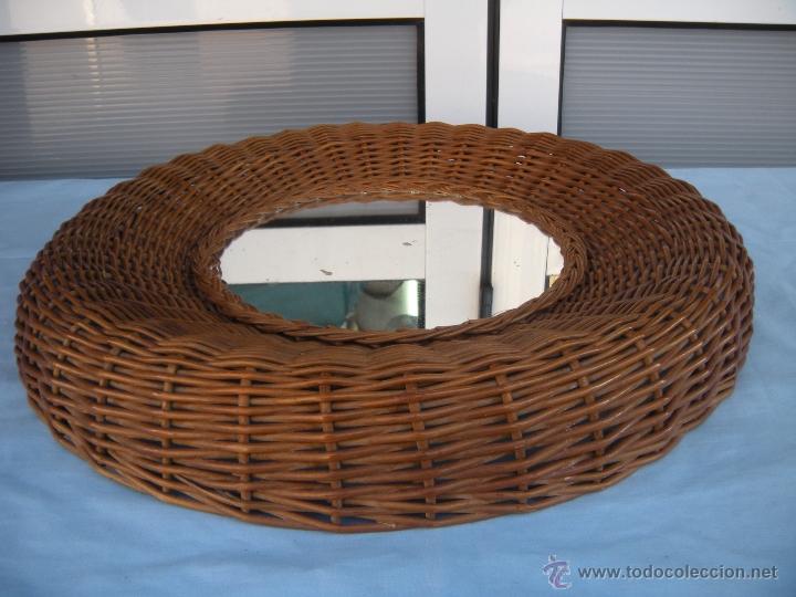Vintage: ESPEJO REDONDO RATTAN - Foto 4