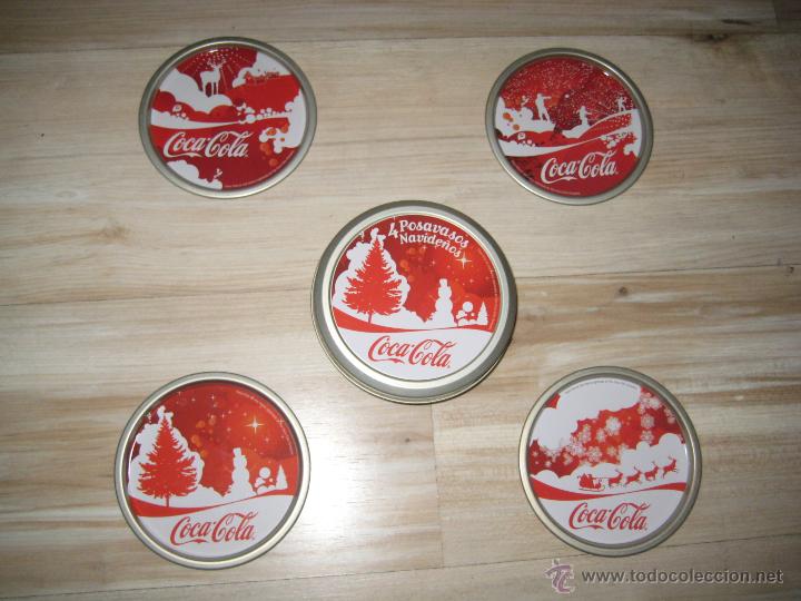 Vintage: POSAVASOS KIT 4 UNIDADES CON CAJA DE COCA COLA DE METAL TODO