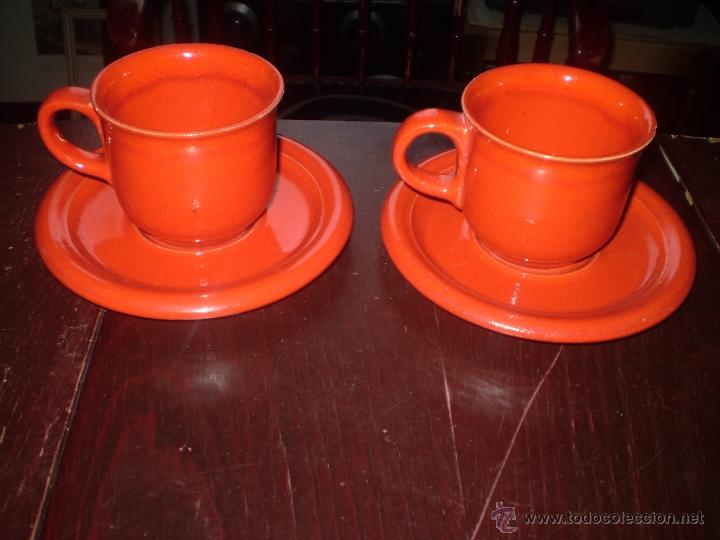 Vintage: PAREJA DE TAZAS DE DESAYUNO DE GRES CON SUS PLATOS - Foto 2