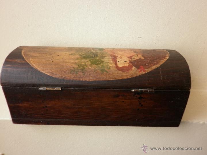Vintage: COFRE, CAJA DE MADERA  FRANCESA, PINTADA A MANO - Foto 2