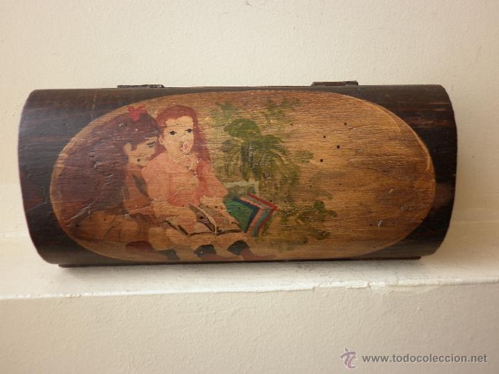 Vintage: COFRE, CAJA DE MADERA  FRANCESA, PINTADA A MANO - Foto 6