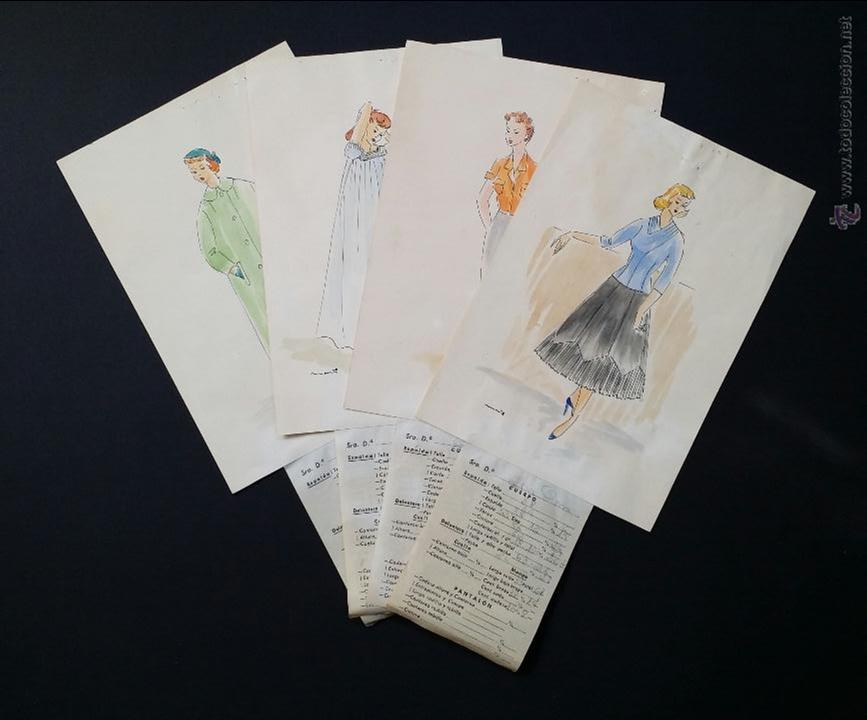 Vintage: Muestras de modista con dibujo. - Foto 1