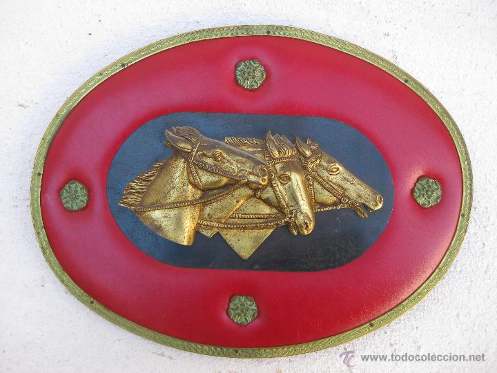 Vintage: CUADRO SUPER VINTAGE EN SKY Y CABALLOS BRONCE - Foto 1