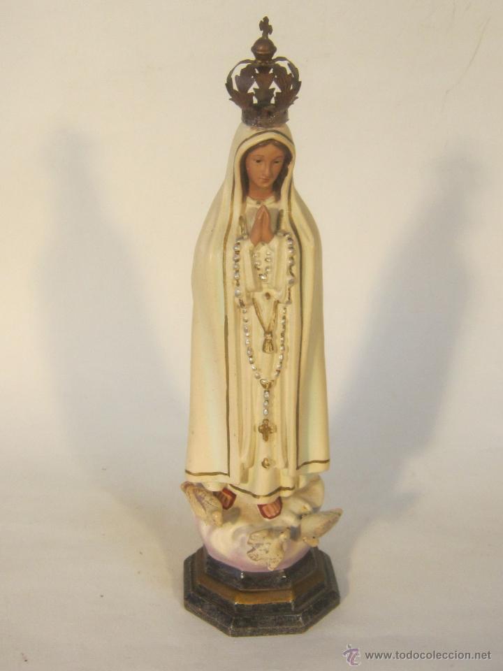 Vintage: VIRGEN DE FATIMA EN RESINA Y MADERA - Foto 1