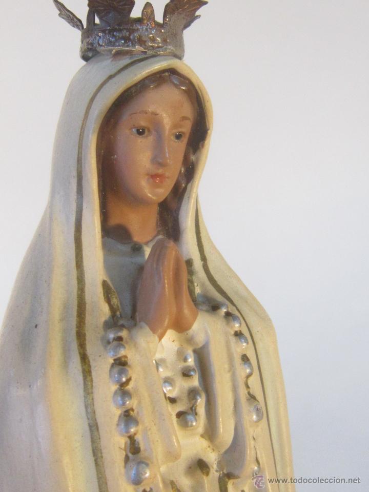 Vintage: VIRGEN DE FATIMA EN RESINA Y MADERA - Foto 3