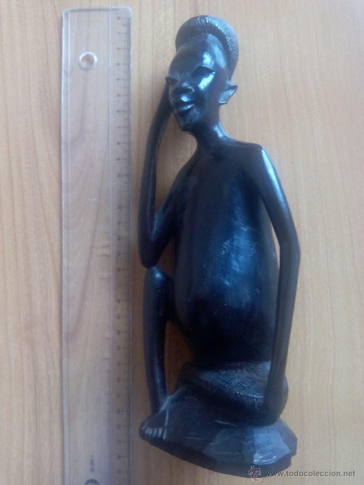 Vintage: ESTATUILLA AFRICANA, A&Ntilde;OS 80, DE MADERA NEGRA, POR LO QUE QUIZ&Aacute;S SEA &Eacute;BANO