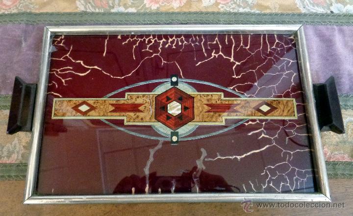 Vintage: BANDEJA CRISTAL PINTADO ART-DECO