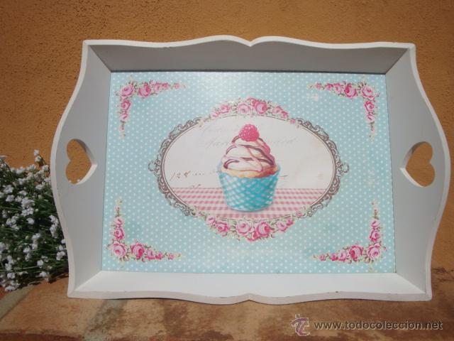 Vintage: bandeja de madera shabby-chic - Foto 3