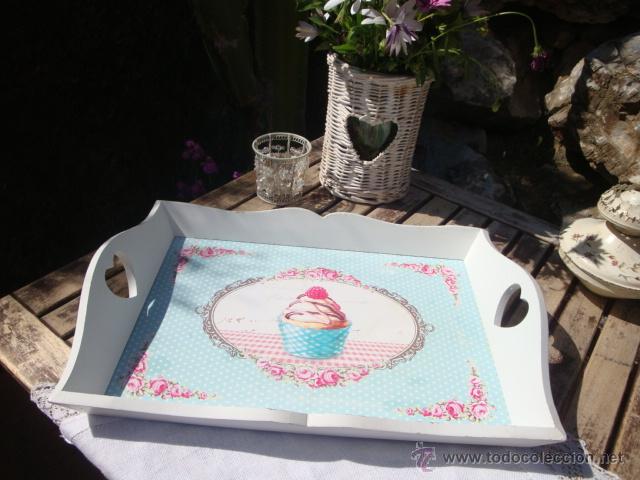 Vintage: bandeja de madera shabby-chic - Foto 4