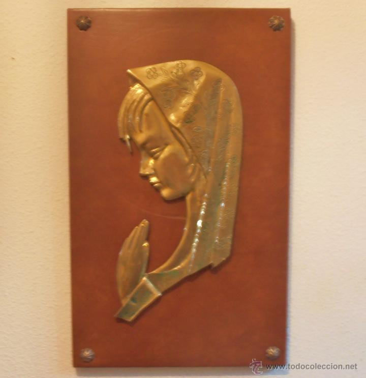 Vintage: CUADRO DE VIRGEN , NI&Ntilde;A DE BRONE - Foto 3