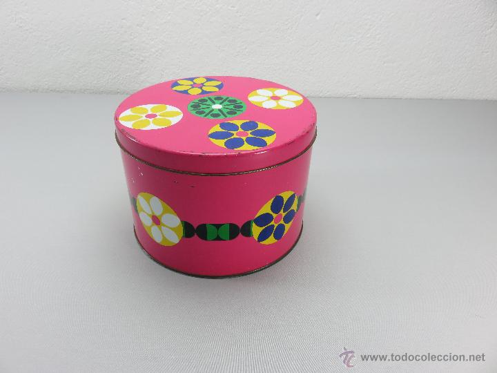 Vintage: lata rosa con dibujos geom&eacute;tricos - Foto 2