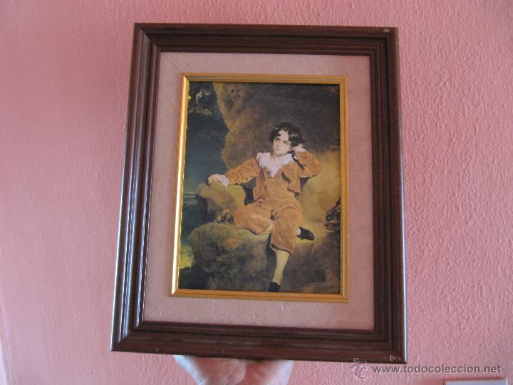 Vintage: ANTIGUO CUADRO DE TELA NI&Ntilde;O POSANDO-MUY BONITO