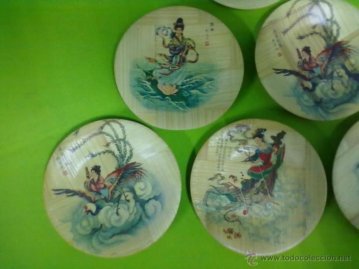 Vintage: 6 PLATILLOS POSAVASOS BAMBU - Foto 2