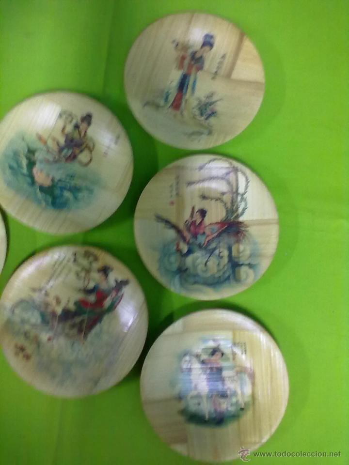 Vintage: 6 PLATILLOS POSAVASOS BAMBU - Foto 3