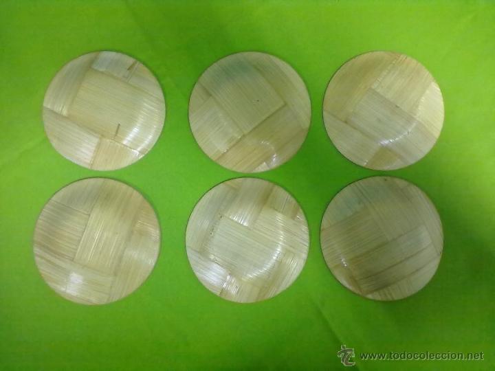 Vintage: 6 PLATILLOS POSAVASOS BAMBU - Foto 4