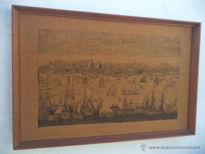 Vintage: grabado de lisboa en saco - Foto 1