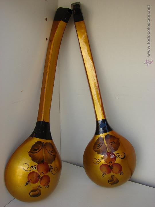 Vintage: PAREJA DE CUCHARAS RUSAS PINTADAS - Foto 1